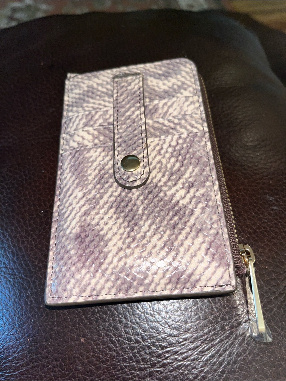 Brahmin Lennon Toffee Mayfair Snake Print Pattern Card Case - Picture 4 of 6